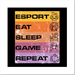 esport eat sleep game repeat Posters and Art